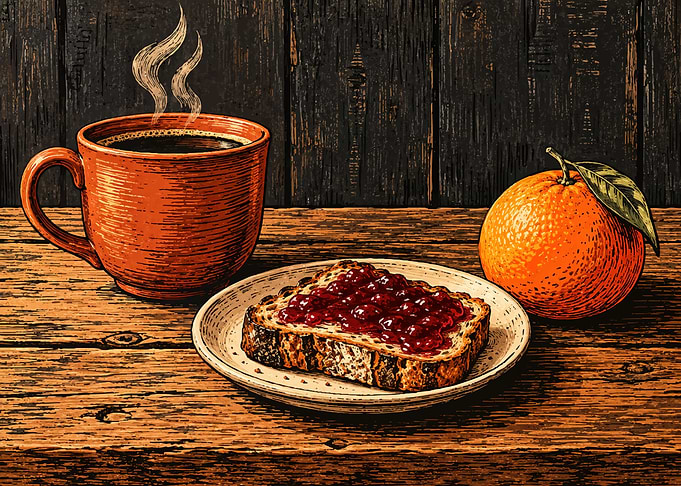 Rustic Breakfast Still Life Illustration