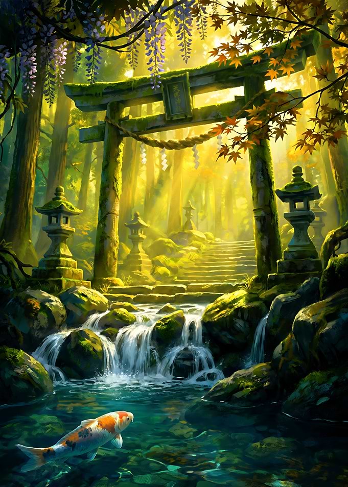Japanese Torii Gate Forest