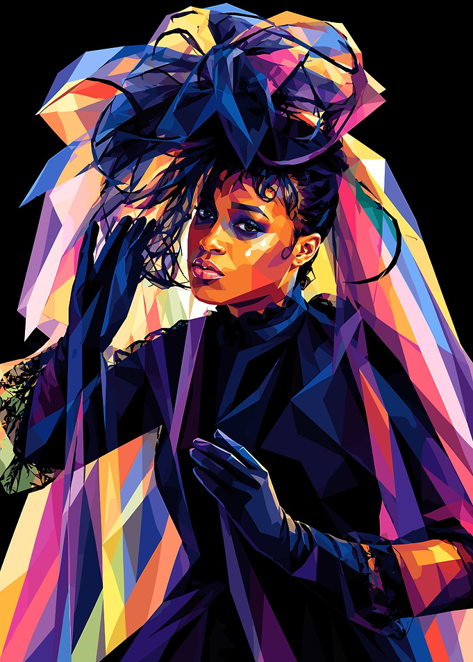 Colorful Geometric Portrait of Woman