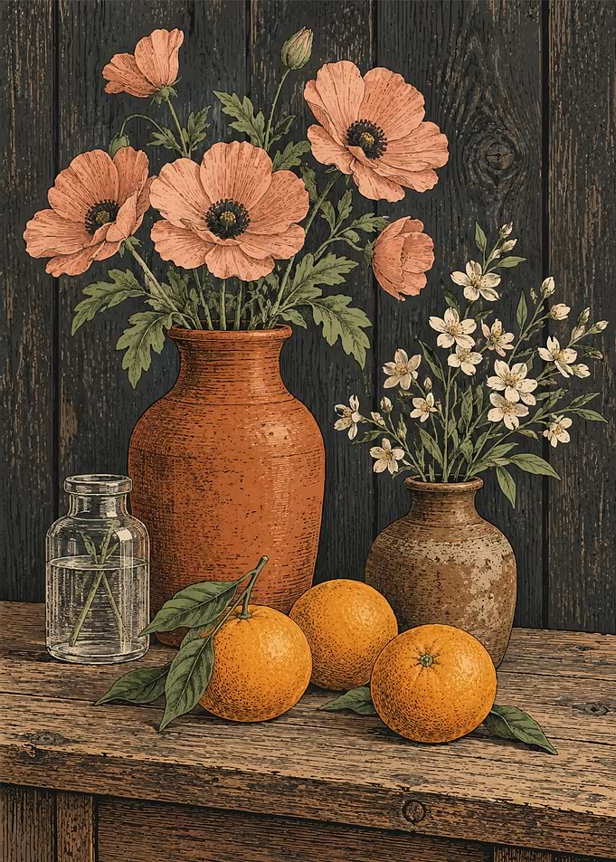 Still Life with Poppies and Oranges