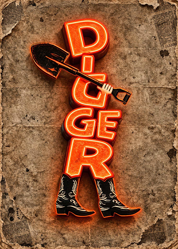 Digger Neon Sign Poster