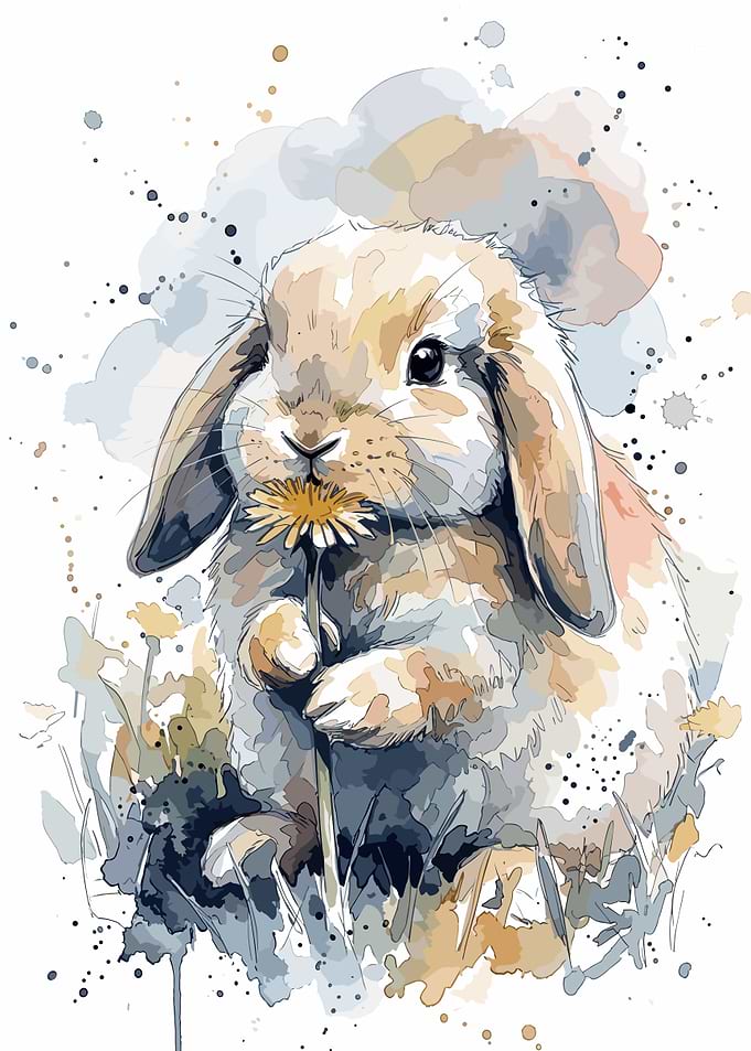 Watercolor Illustration of a Cute Bunny