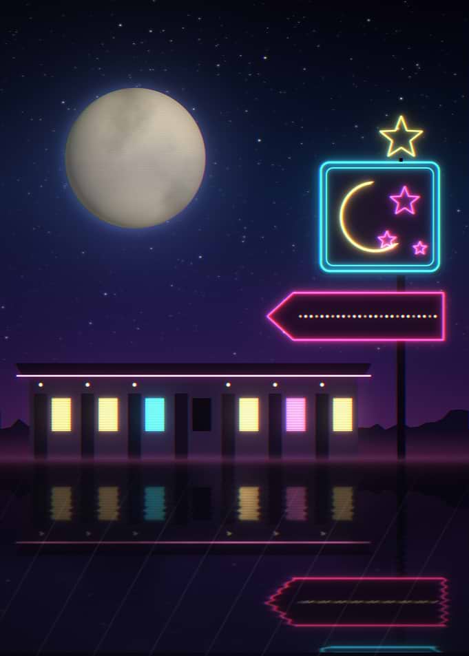 VHS Moon Motel – Neon Roadside Night