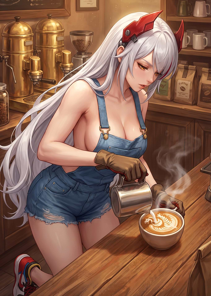 Anime Barista Making Latte Art