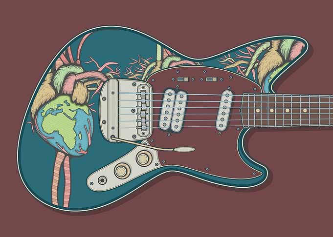 Anatomical Earth Guitar Illustration