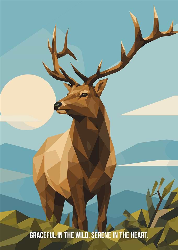 Geometric Elk in Nature Poster