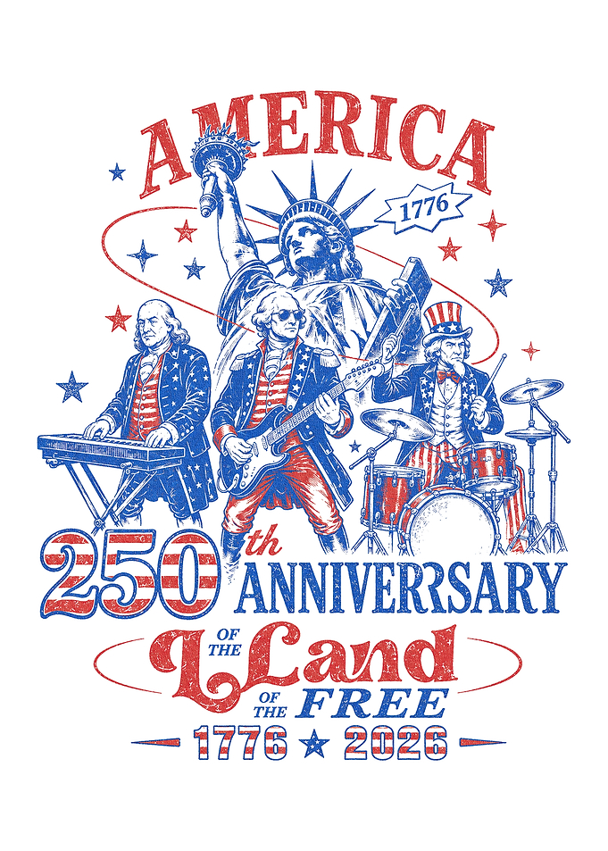 America 250th Anniversary Rock Band Illustration