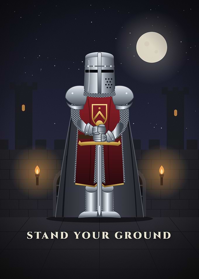 Knight Standing Guard at Night