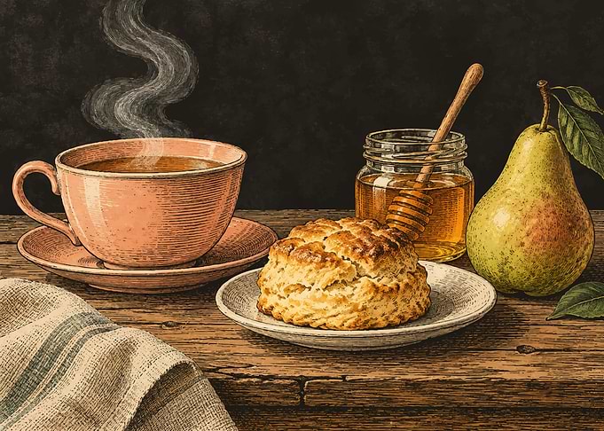 Still Life with Tea and Scone
