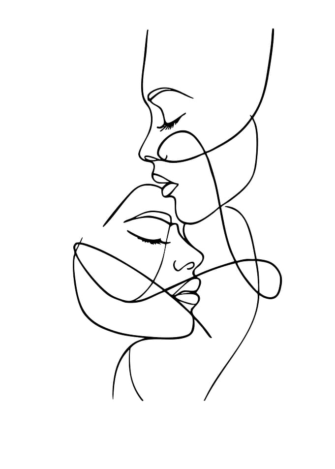 Minimalist Continuous Line Art Couple