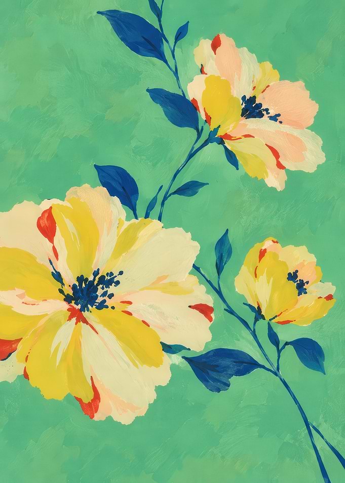 Abstract Painted Yellow Floral Art