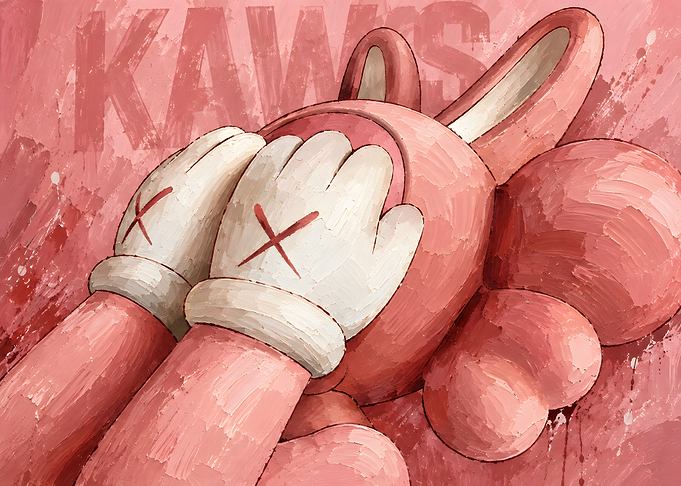 KAWS Pink Bunny Character Art