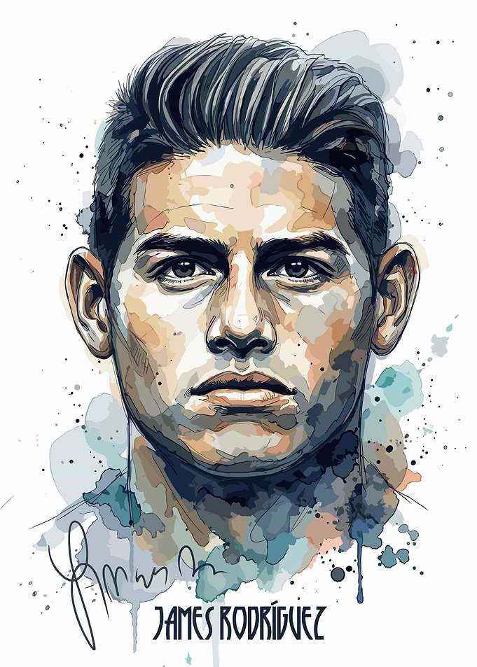 James Rodriguez Watercolor Portrait