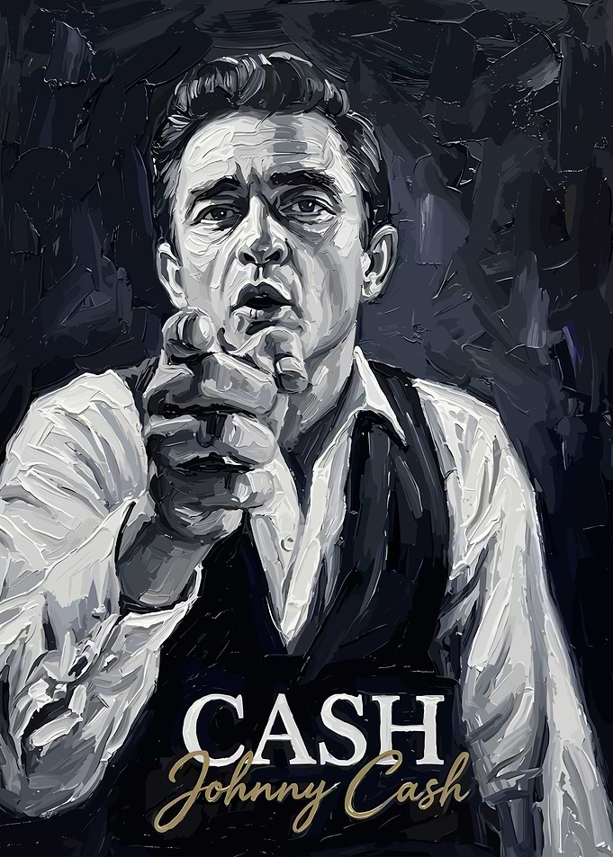 Johnny Cash Oil Painting Portrait