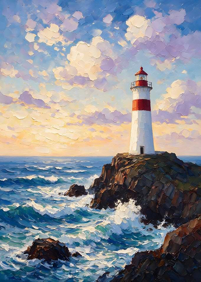 Impressionist Lighthouse at Sunset