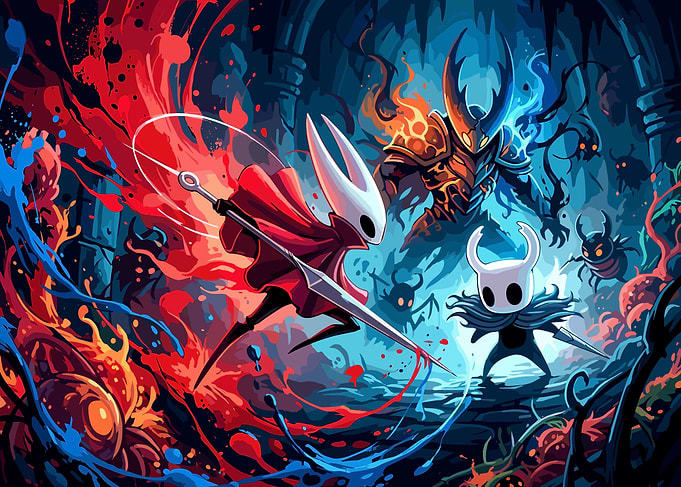 Hollow Knight Battle Scene Illustration