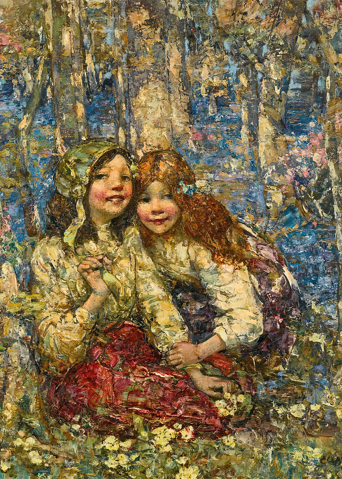 Two Young Girls in a Forest