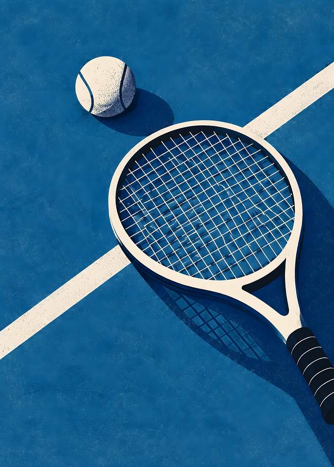Minimalist Tennis Racket and Ball