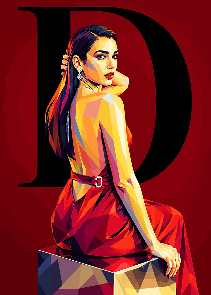 Dua Lipa Low Poly Portrait