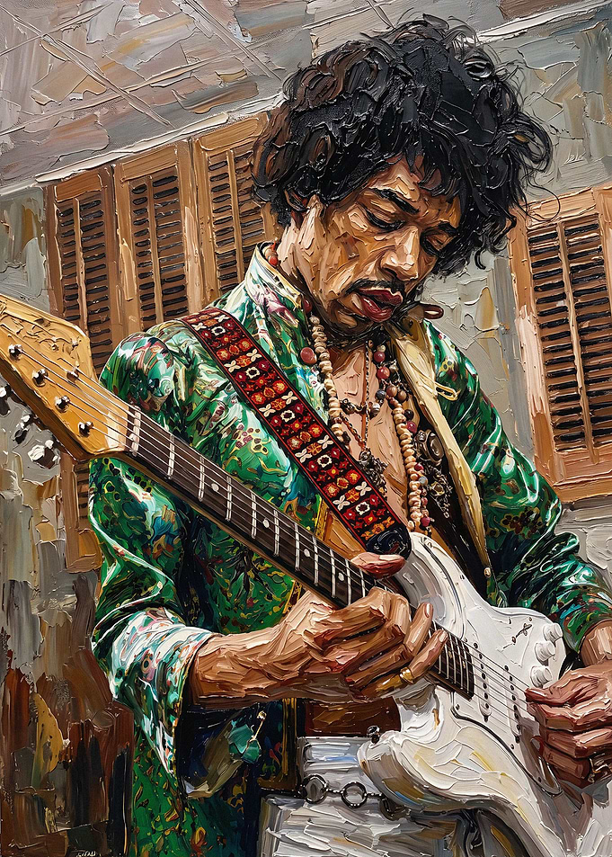 Jimi Hendrix Playing Electric Guitar