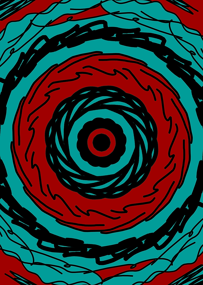 Abstract Red and Teal Circular Pattern