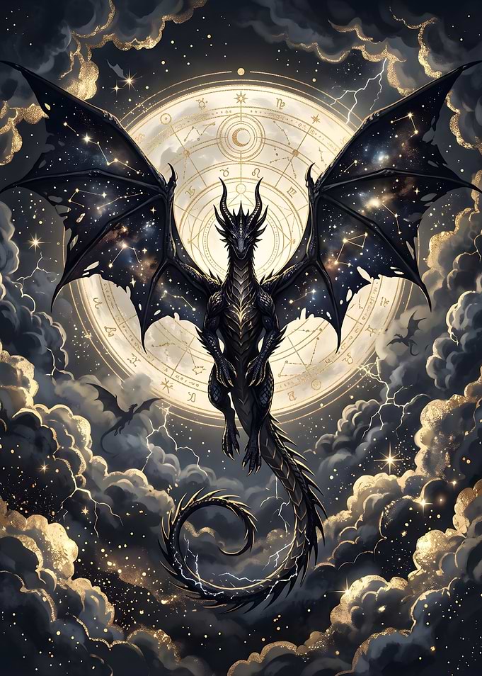 Fourth Wing Dragon Over Castle Fantasy Poster