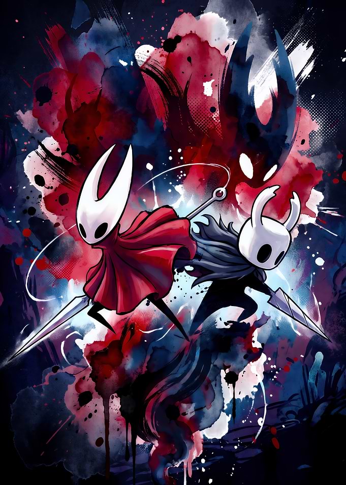 Hollow Knight and Hornet Watercolor Art