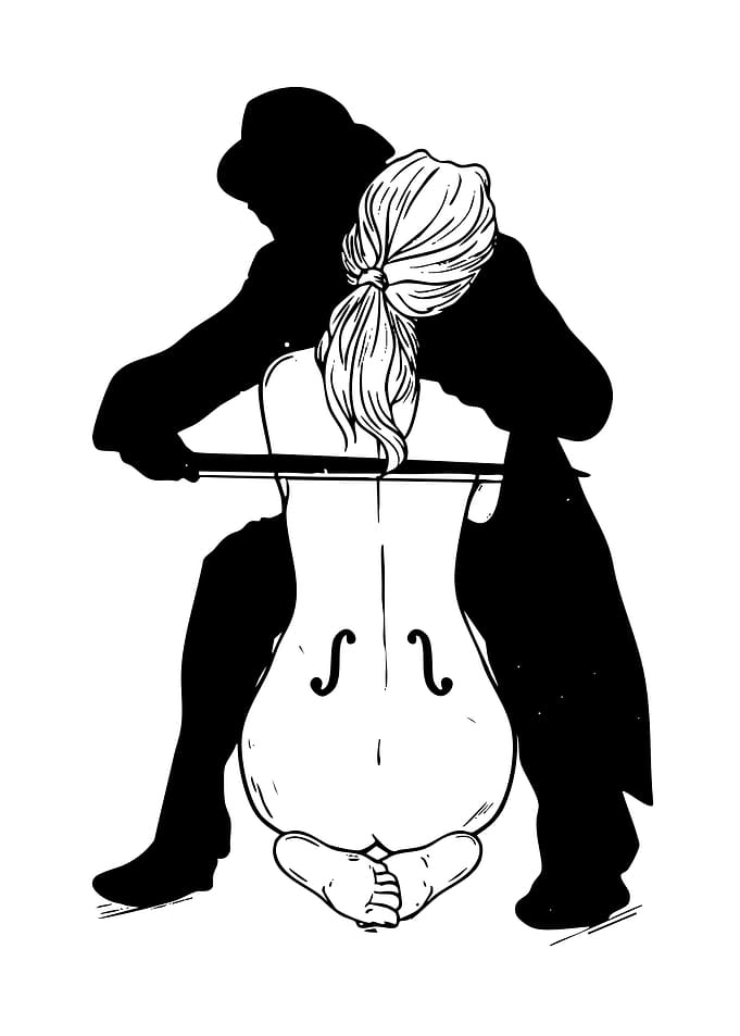 Cello Woman Silhouette Illustration