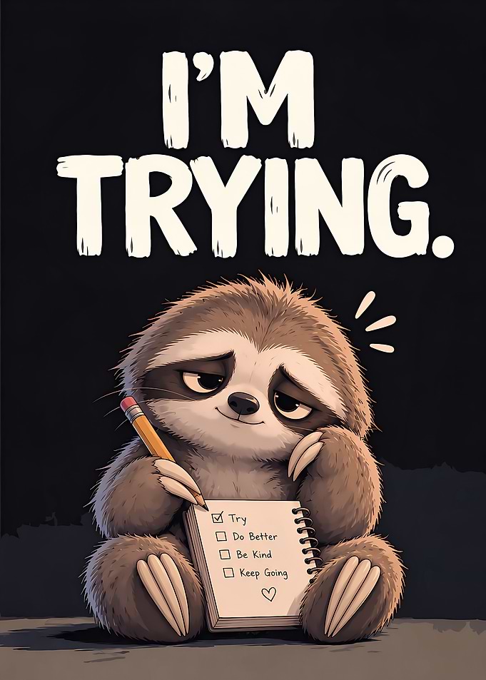 Cute Sloth Motivational Checklist Poster