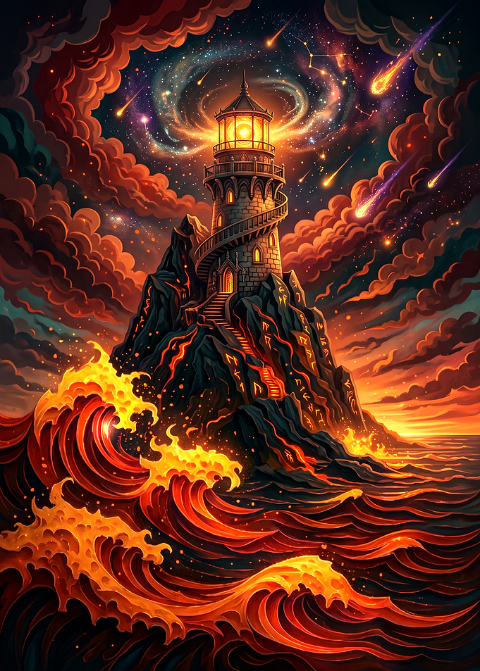 Lighthouse on a Fiery Island