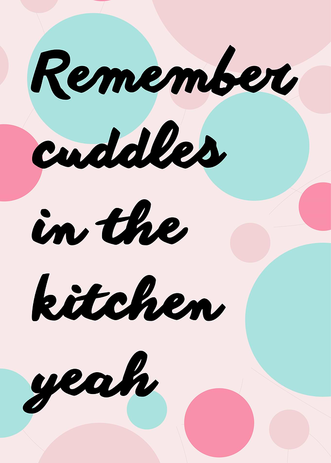 Funny Polka Dot Cuddles in the Kitchen Print Wall Art