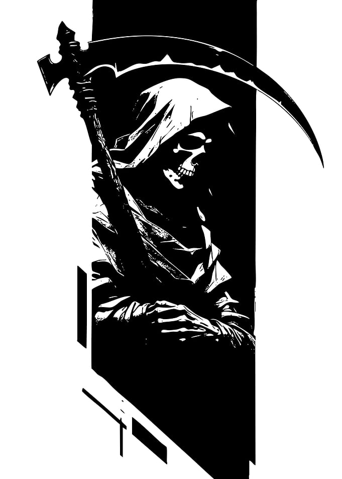 Grim Reaper Scythe Black and White