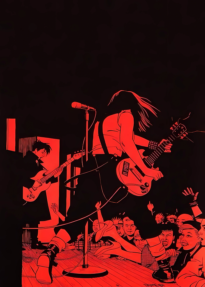 Punk Rock Concert Comic Illustration