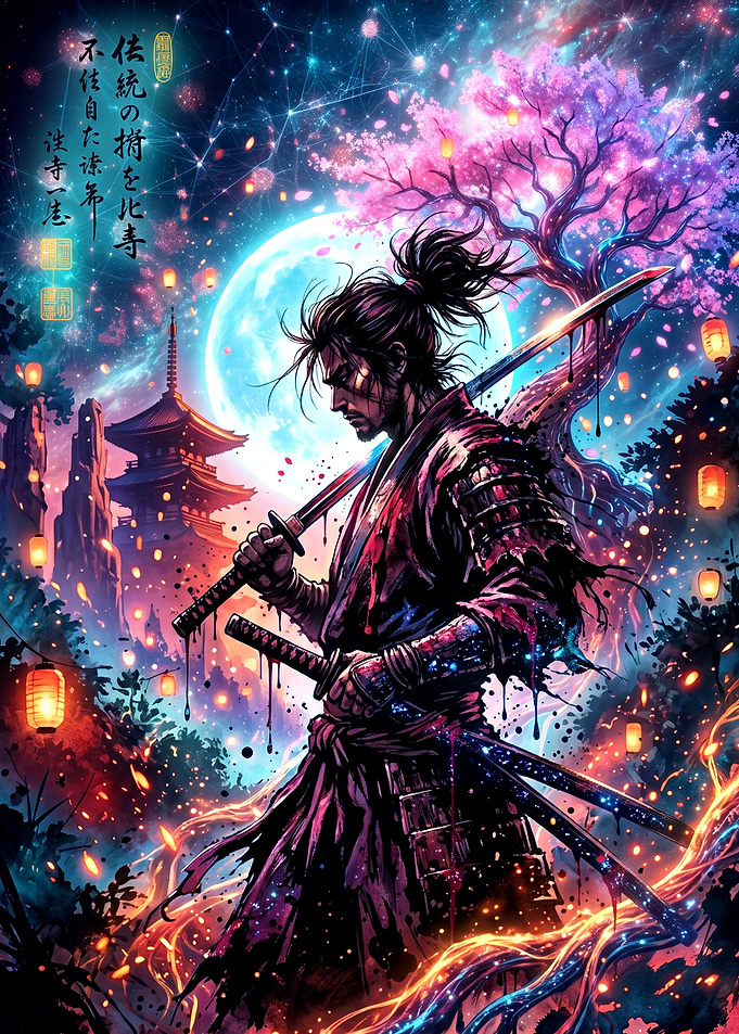Musashi Manga Cherry Blossom Moon