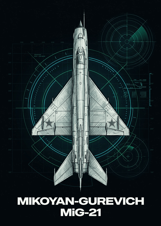 Mikoyan-Gurevich MiG-21 Blueprint Poster