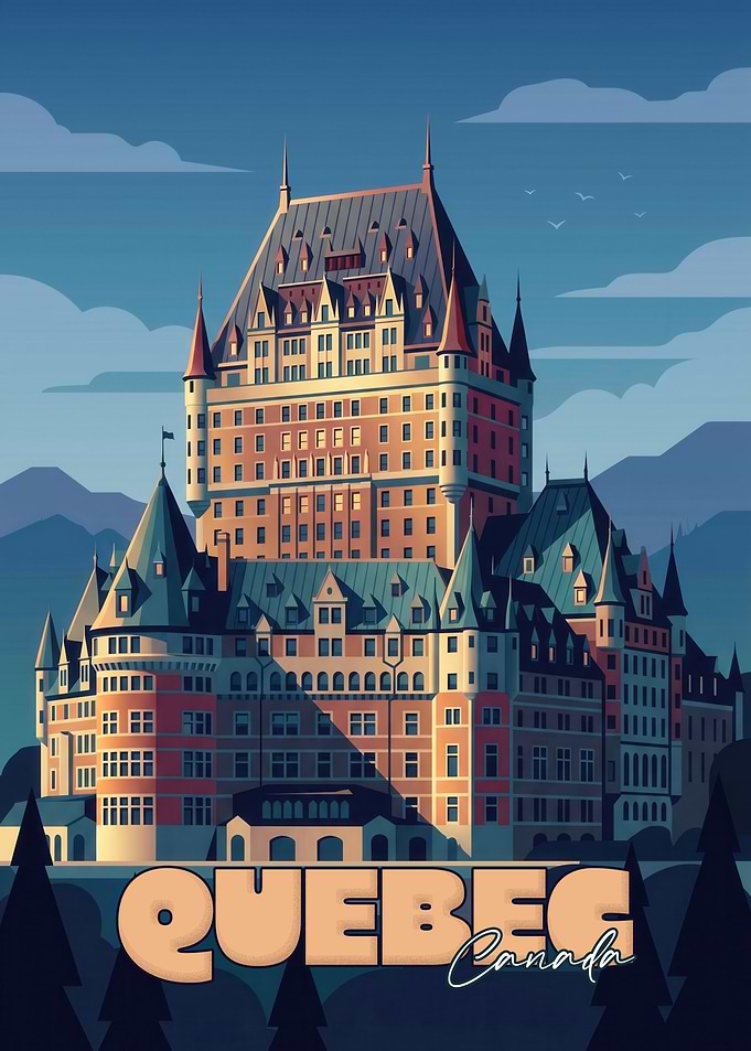 Chateau Frontenac Quebec Travel Poster