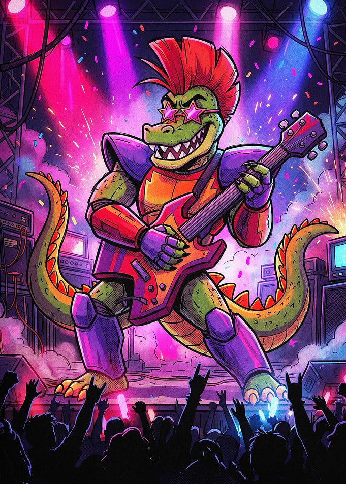 Rockstar Gator Neon Concert Art