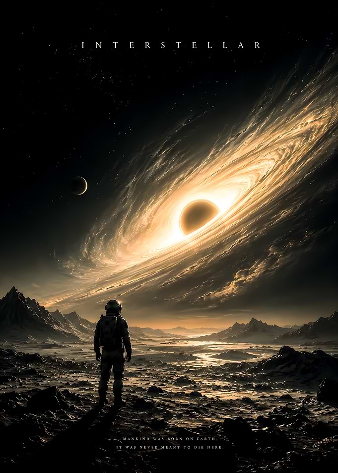 Interstellar Movie Poster Astronaut Landscape