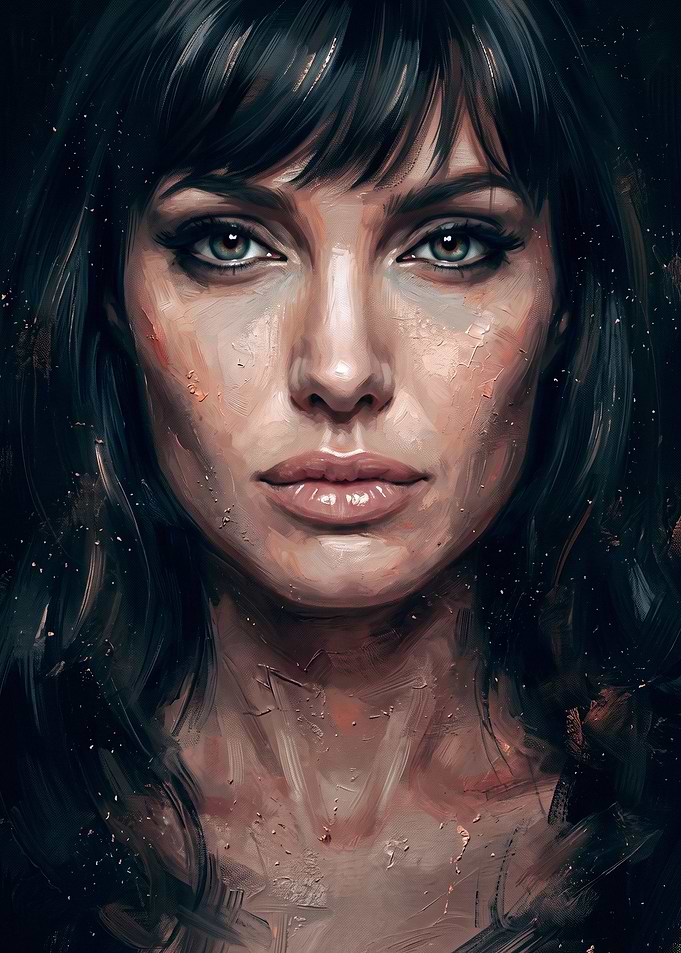 Oil Painting Portrait of Angelina Jolie