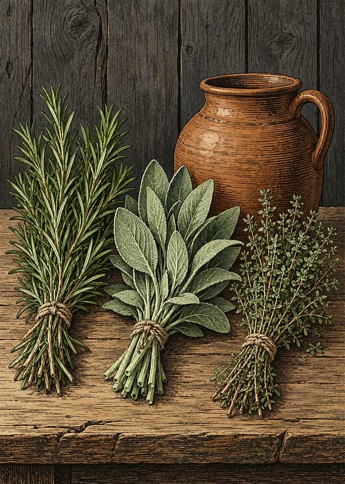 Fresh Culinary Herbs Still Life