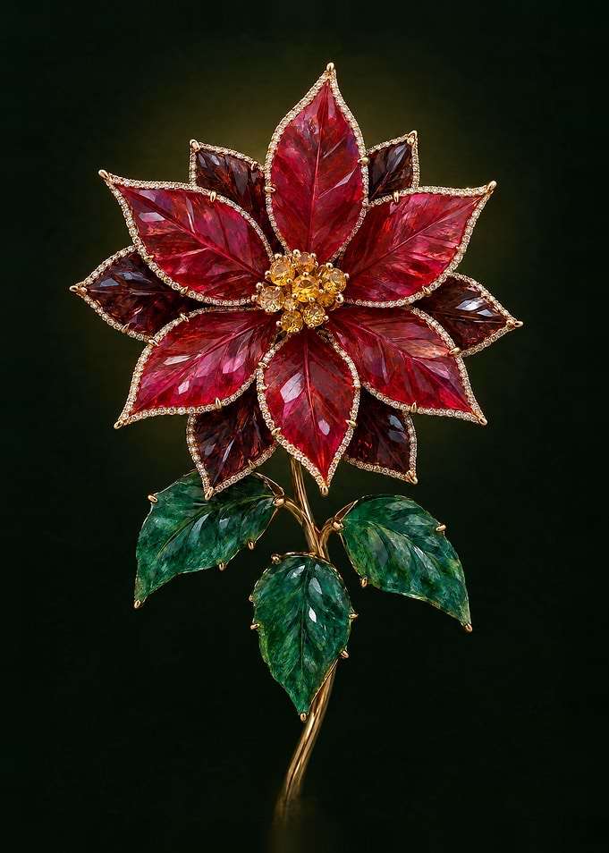 Red Poinsettia Gemstone Flower
