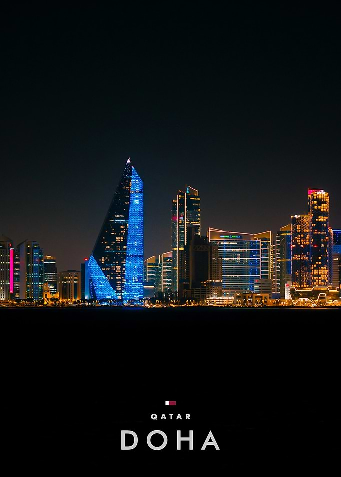 Doha Qatar Skyline Night View