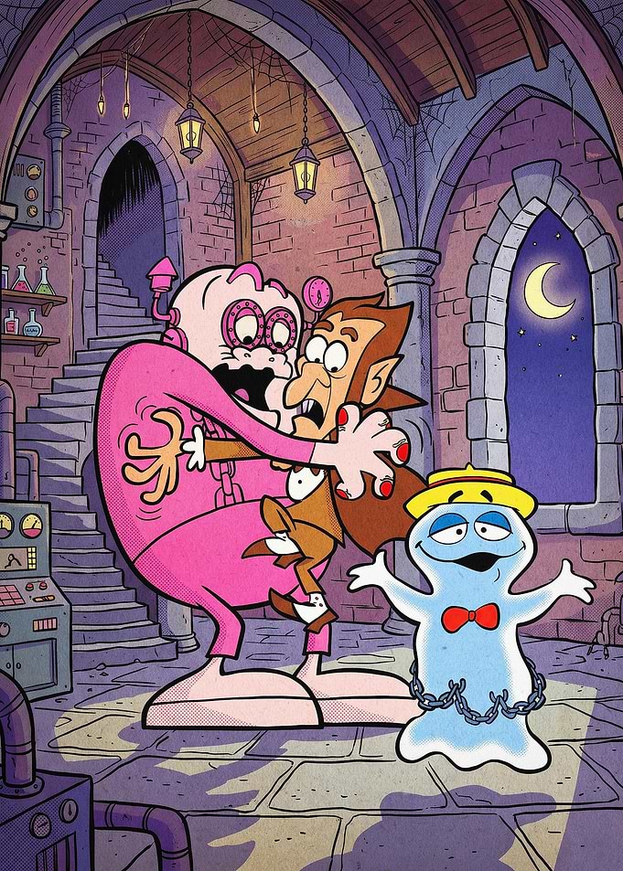 Retro Monster Lab Cartoon Art Poste