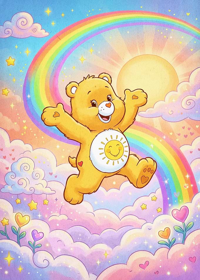 Sun Bear Rainbow Retro Cute Art