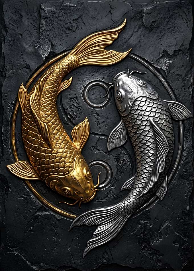 Gold and Silver Koi Yin Yang