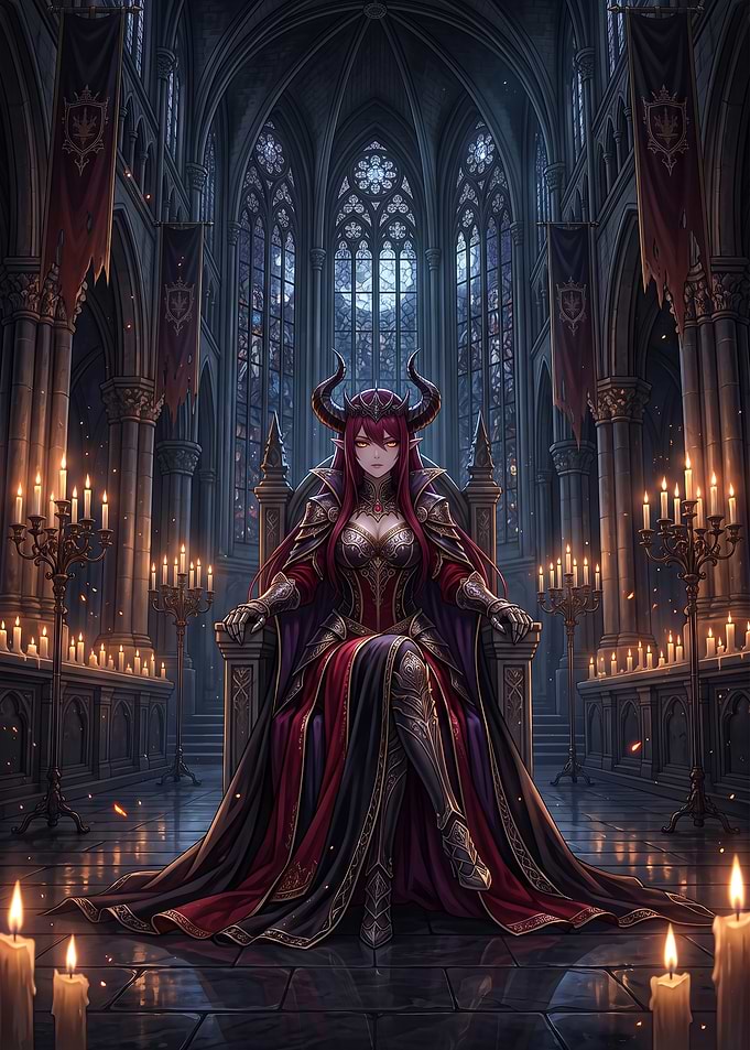Demon Queen on Gothic Throne