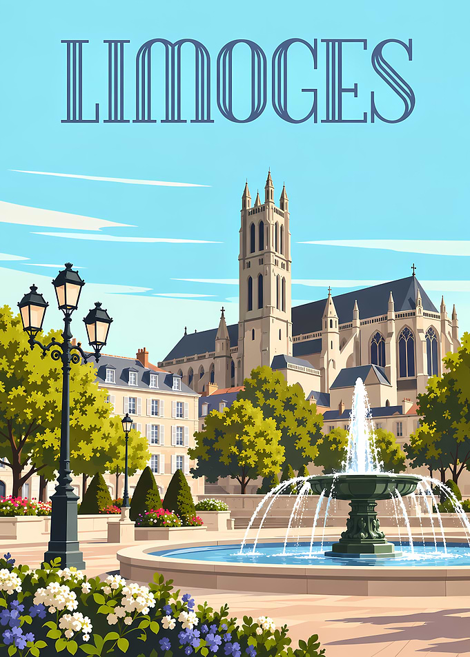 Limoges France Travel Poster
