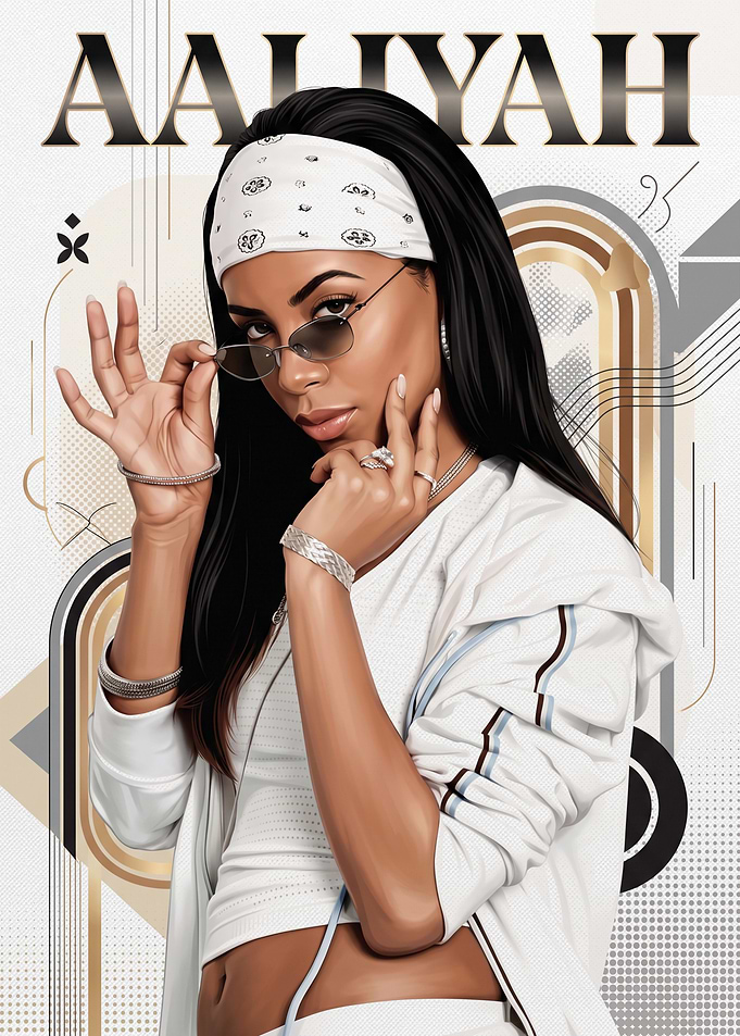 Aaliyah Portrait Digital Art Poster