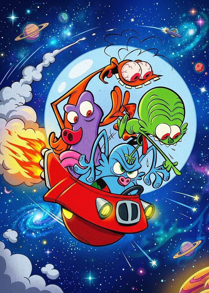 Crazy Alien Crew Space Art