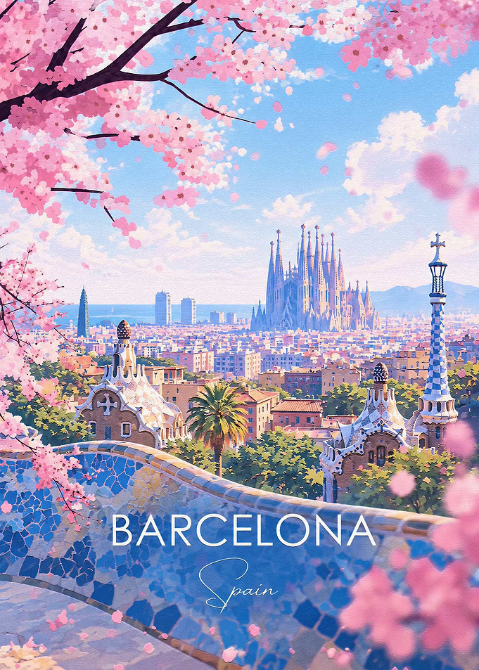 Barcelona Spain Travel Poster